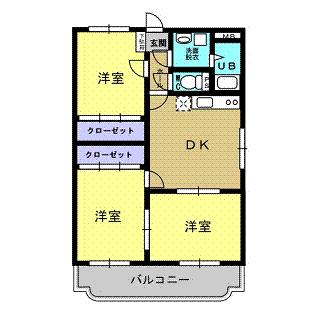 ユーミー姶良A(3DK/2階)の間取り写真
