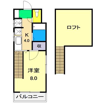 JR土讃線 高知駅 徒歩18分 4階建 築28年(1K/3階)の間取り写真