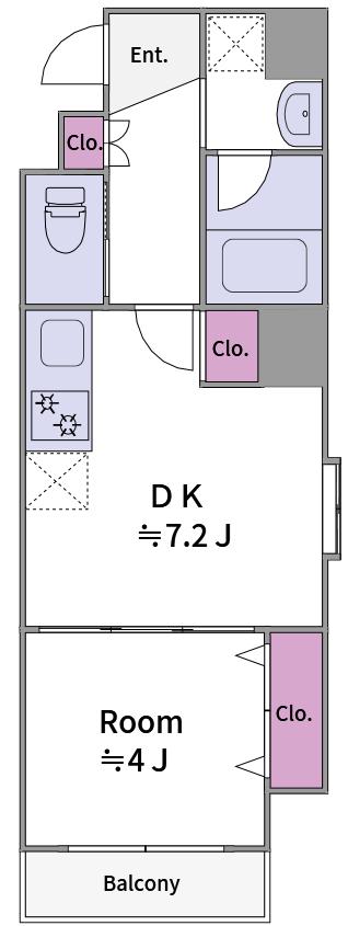 GLADIO上町台(1DK/6階)の間取り写真