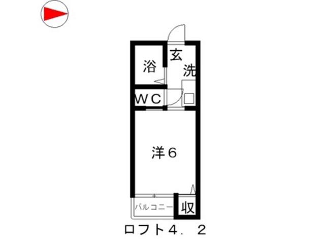玉島長尾ハイツB棟(1K/1階)の間取り写真
