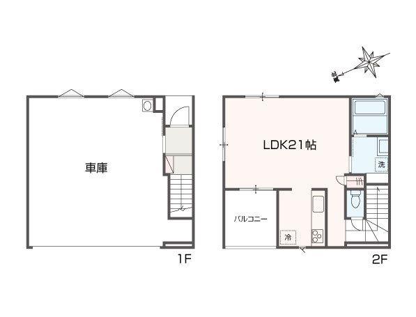 CASA GARAGE FIORIRE II(ワンルーム/1階)の間取り写真
