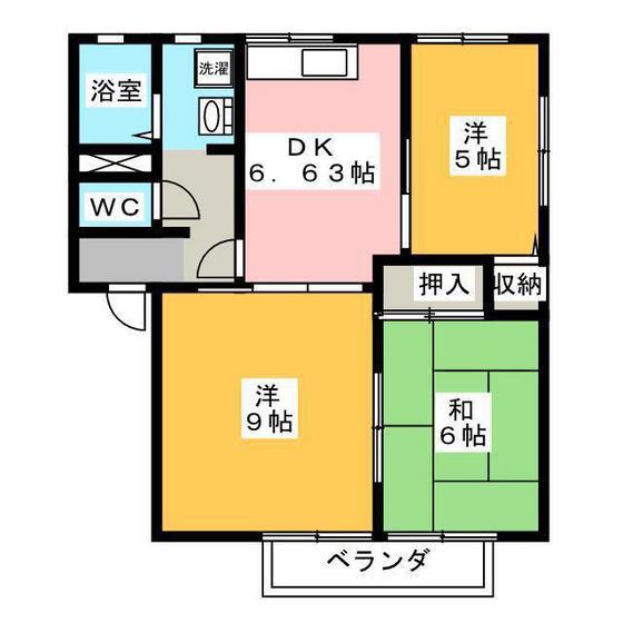 ディアスG 1棟(3DK/1階)の間取り写真