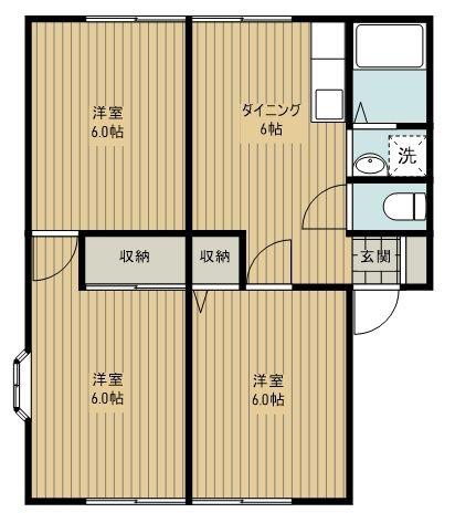 サンライフ若狭B(3DK/2階)の間取り写真