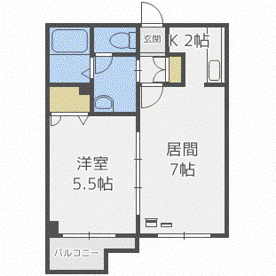グランカーサ南11条(1LDK/8階)の間取り写真
