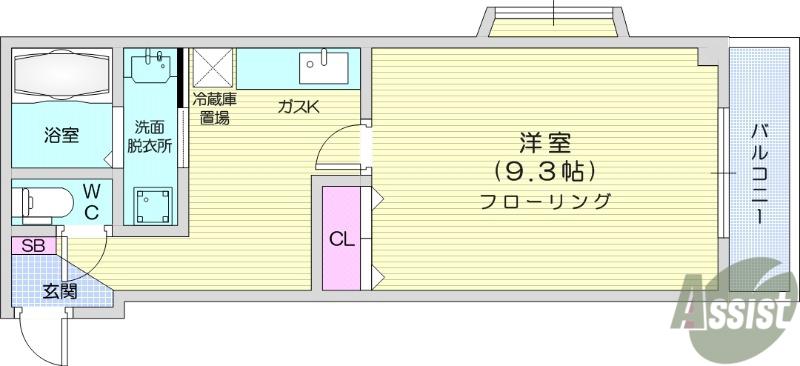 ライフステージ市名坂(1K/3階)の間取り写真