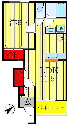 プティ グリシーヌ(1LDK/1階)の間取り写真