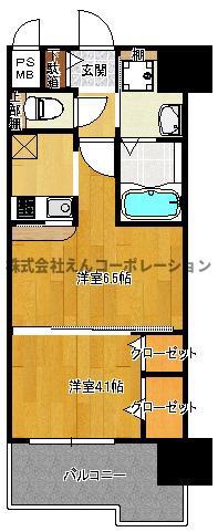 エンクレスト大橋(2K/7階)の間取り写真