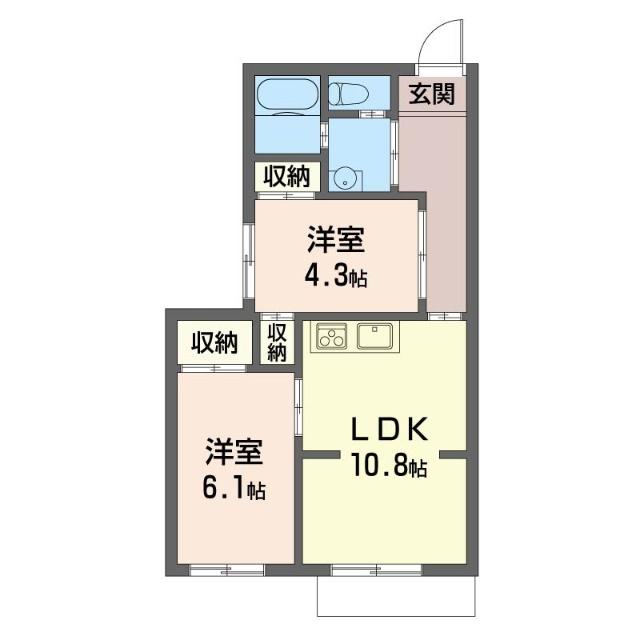 サニ-ハイツB(2LDK/1階)の間取り写真