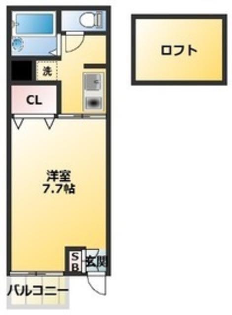 カリーノ(1K/2階)の間取り写真