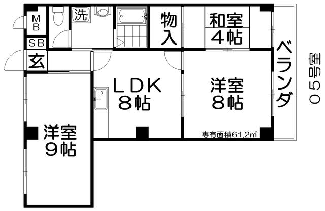アビタツィオーネ香里園(3LDK/4階)の間取り写真