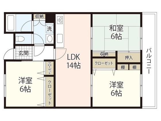 インペリアルハイツ今(3LDK/1階)の間取り写真