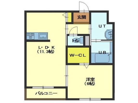 NEW PIAZZA(1LDK/2階)の間取り写真