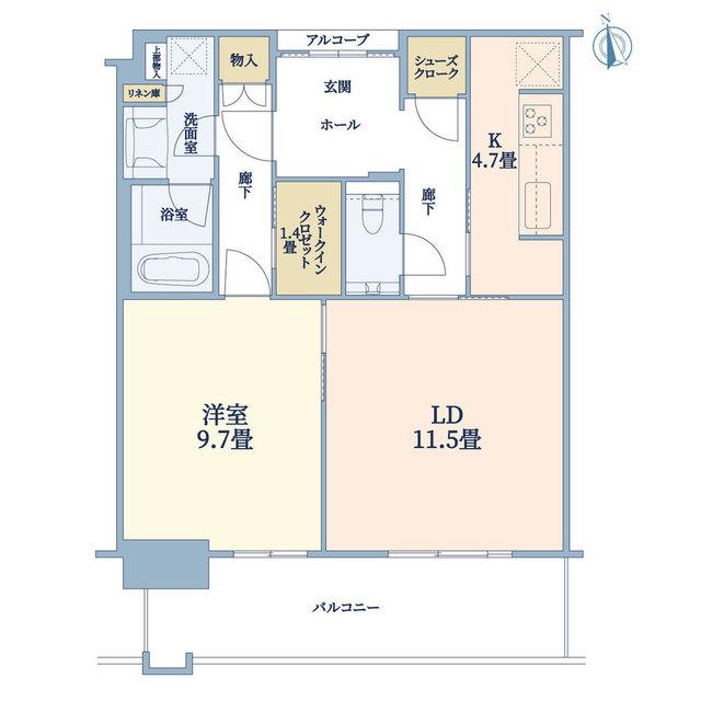 グラングリーン大阪 THE ノース RESIDENCE(1LDK/12階)の間取り写真