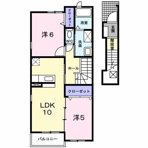 グランデュールコートC棟(2LDK/2階)の間取り写真