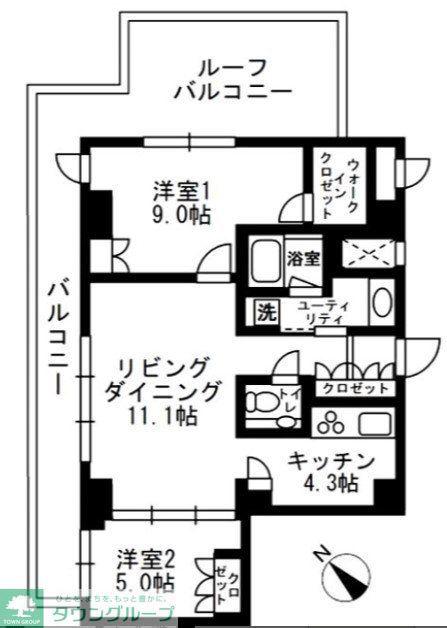 アーバンパーク代官山I/アーバンパーク代官山II(2LDK/7階)の間取り写真