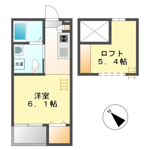 ホワイトアゲート(1SK/1階)の間取り写真