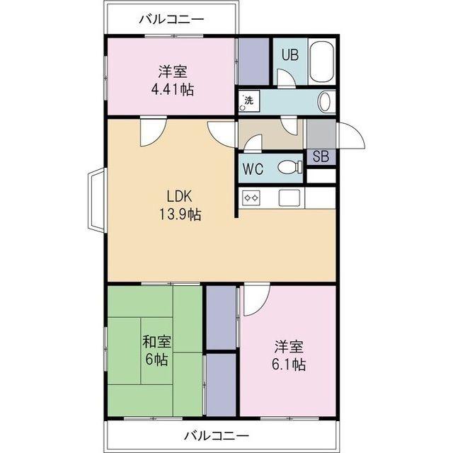 メゾンデュモンテ(3LDK/2階)の間取り写真