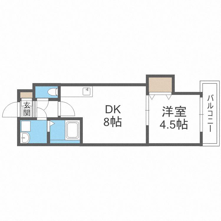 東洋ハイツC(1LDK/2階)の間取り写真