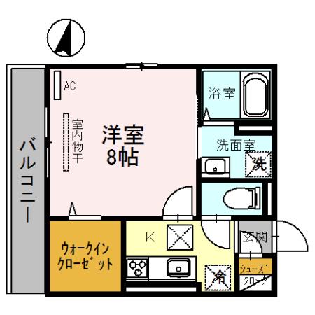 スチール立山(1K/1階)の間取り写真