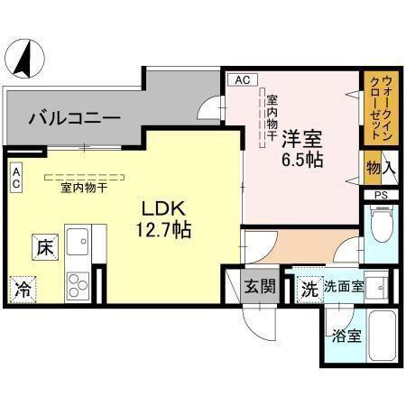 TORISIAS ゆいの杜6丁目 B棟(1LDK/1階)の間取り写真