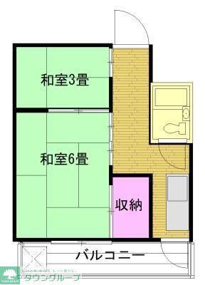 KJメゾン下平間(2K/2階)の間取り写真
