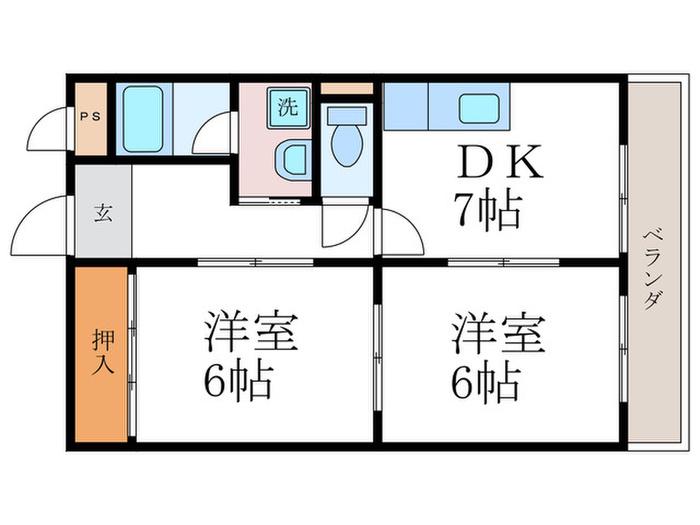 エステート堀川(2DK/8階)の間取り写真