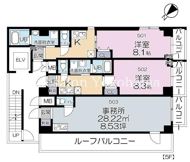 ベーカーズビル横浜(1K/5階)の間取り写真