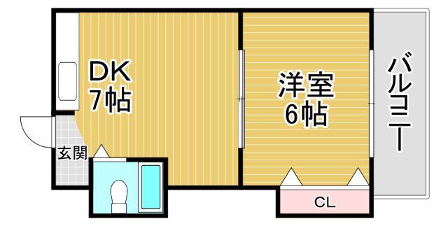 シャトー大淀(1DK/5階)の間取り写真