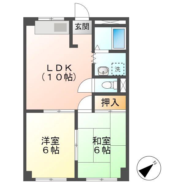 三崎近藤ハイツ(2LDK/2階)の間取り写真