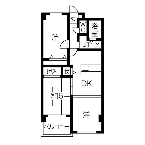 シャトー三和青山(2LDK/3階)の間取り写真