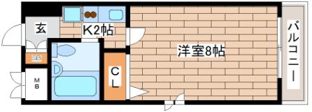 エスリード三宮第2(1K/8階)の間取り写真