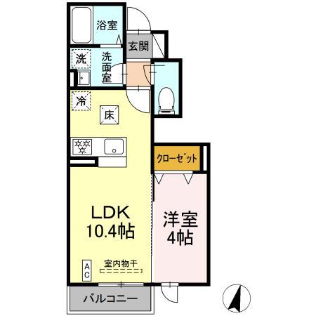 クレール光丘A(1LDK/1階)の間取り写真