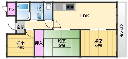 セントポリア岸和田(3LDK/4階)の間取り写真