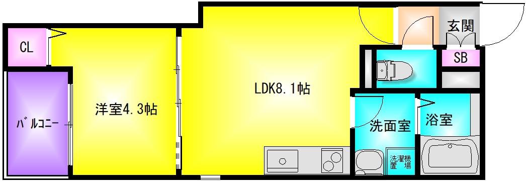 LINO久宝寺(1LDK/2階)の間取り写真