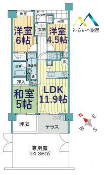 クオス保土ヶ谷(3LDK/1階)の間取り写真