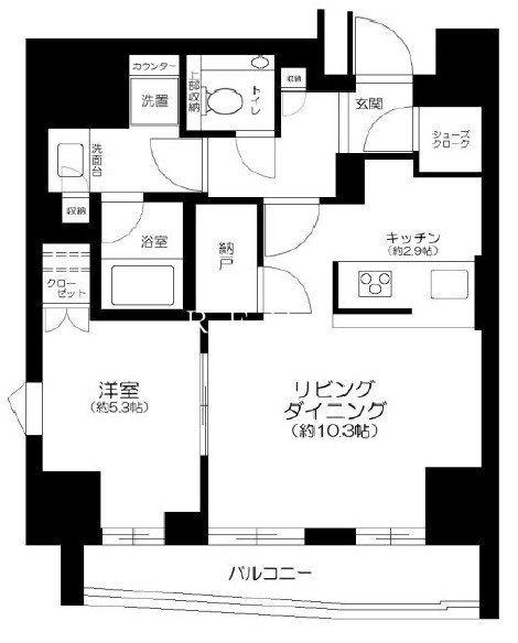 グランスイート四谷プレシア(2LDK/8階)の間取り写真