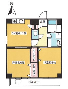 第IIマンションアトラス(2DK/9階)の間取り写真