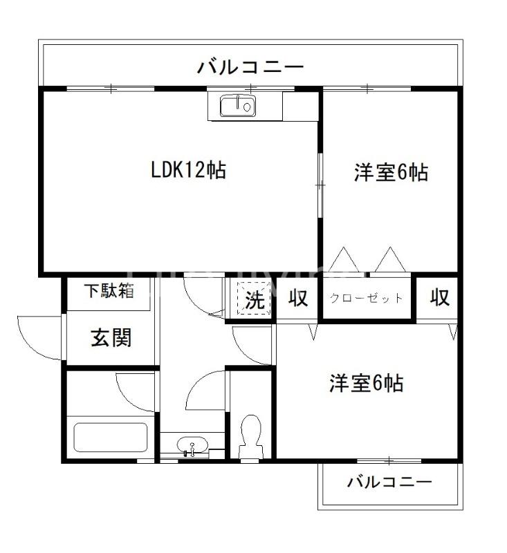 第二阿波ビル(2LDK/4階)の間取り写真