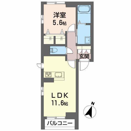 RITZ GARDEN(1LDK/2階)の間取り写真
