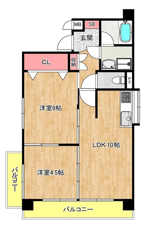 富士プラザII中央(2LDK/2階)の間取り写真