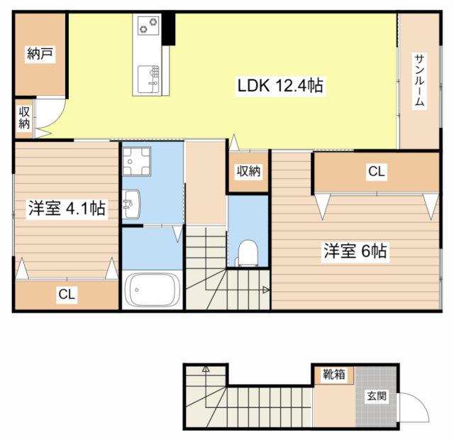 ラ・ルーチェ(2LDK/2階)の間取り写真