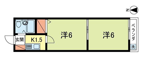 ハイムそれいゆ(2K/2階)の間取り写真