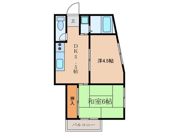 ハイム・ニシモト(2DK/2階)の間取り写真