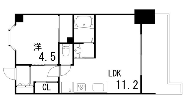 フォルザ住吉N棟(1LDK/13階)の間取り写真