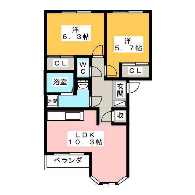 ルミナスハイム(2LDK/2階)の間取り写真