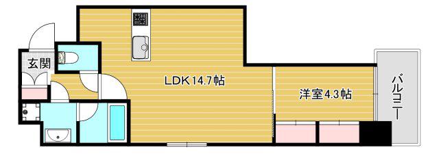 SUNREGIS NAMBA(1LDK/8階)の間取り写真