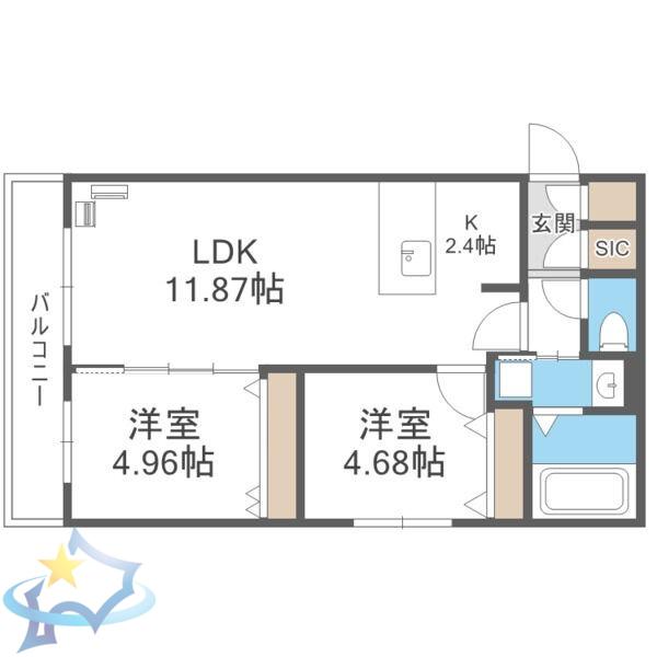 ガイアール南円山(2LDK/4階)の間取り写真