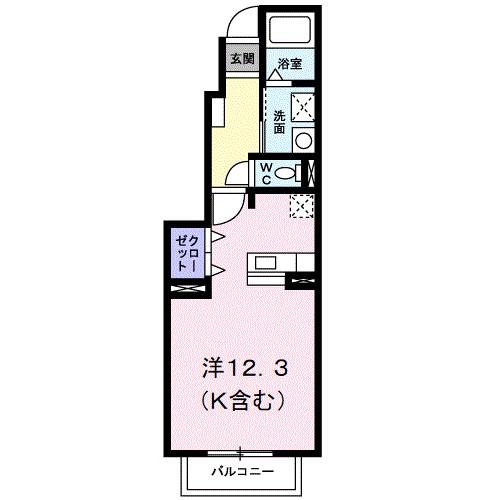 クロスロード(ワンルーム/1階)の間取り写真