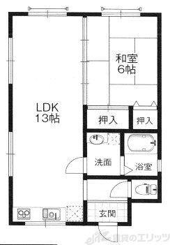 ヴィラ野田(1LDK/2階)の間取り写真