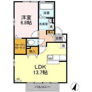メゾンリード(1LDK/2階)の間取り写真